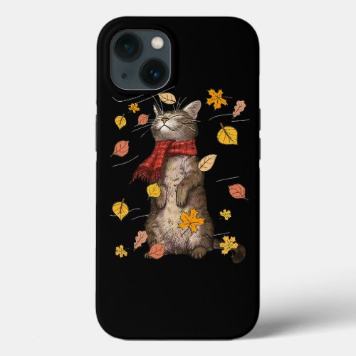 Cute Autumn Cat Fall Breeze Kitten Kitty Cat Lover iPhone 13 Case