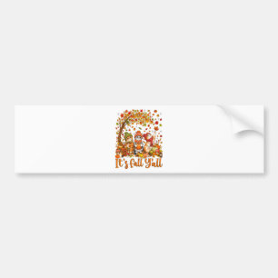 Cute Autumn Cats Leaves Pumpkin "It's Fall Y'All" Bumper Sticker