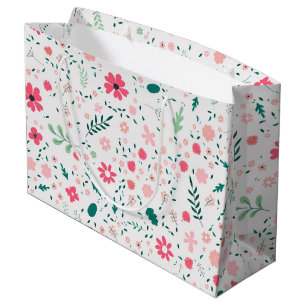 Cute Autumn Colorful Illustrated Floral Pattern Large Gift Bag
