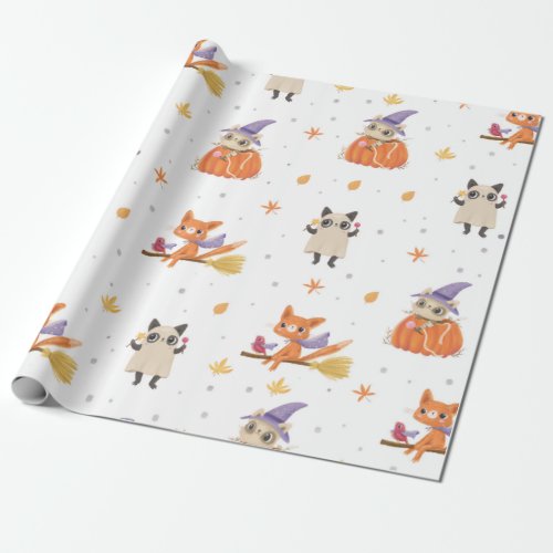 Cute autumn colors Bone Dog  Wrapping Paper