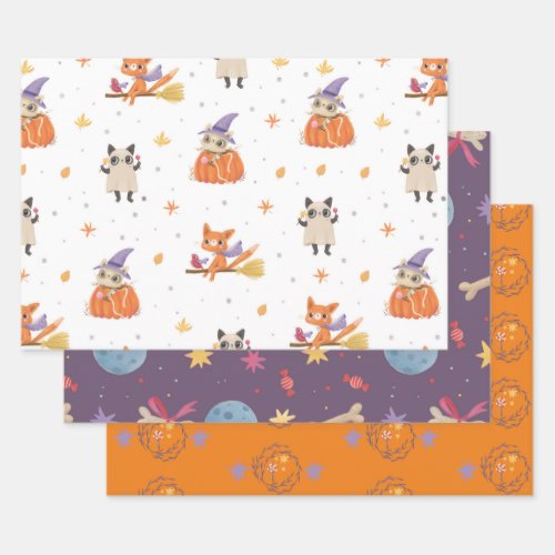 Cute autumn colors Bone Dog  Wrapping Paper Sheets