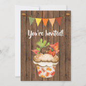 Cute Autumn Cupcake and Bunting Fall Birthday Invitation (Front)