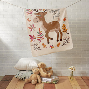 Cute autumn deer with custom text baby blanket