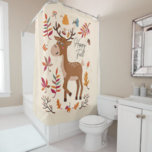 Cute autumn deer with custom text shower curtain