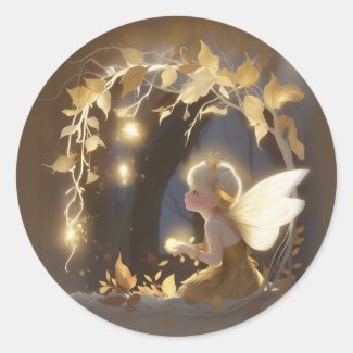 Cute Autumn Fairy with Glowing Flowers