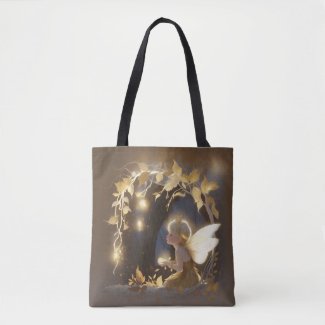 Cute Autumn Fairy with Glowing Flowers