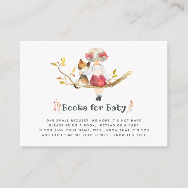 Cute Autumn - Fall Girl Baby Shower Book Request Enclosure Card (Front)