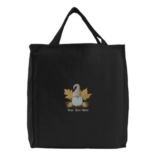 Cute Autumn Fall Gnome  Embroidered Tote Bag