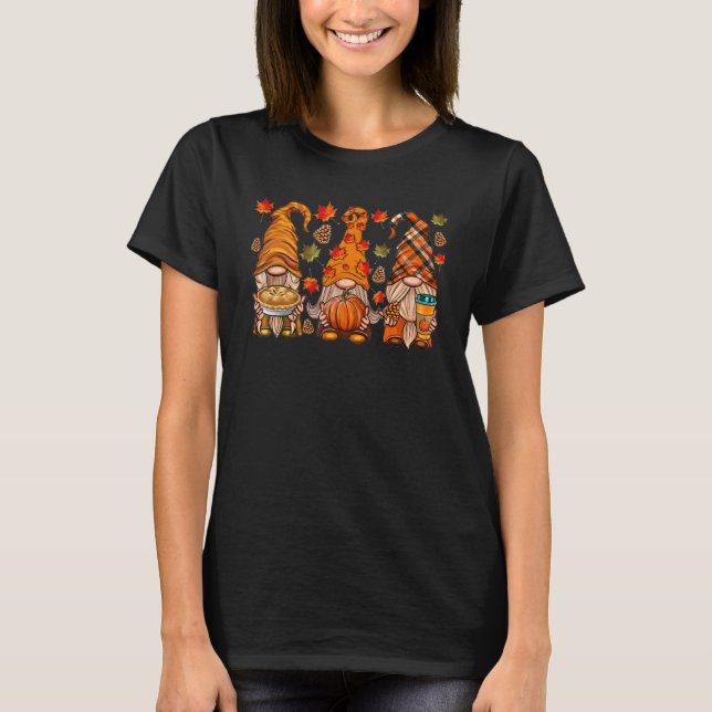 Cute Autumn Fall Gnomes Halloween Pumpkin Family M T-Shirt (Front)