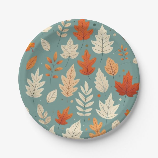 Cute autumn/fall leaves paper plates (Front)