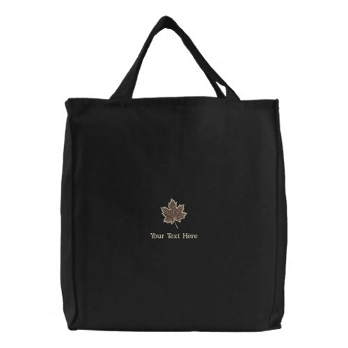 Cute Autumn Fall Maple Leaf Embroidered Tote Bag