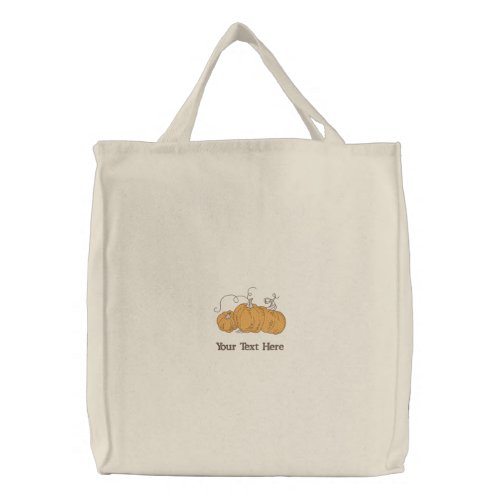 Cute Autumn Fall Pumpkins Embroidered Tote Bag