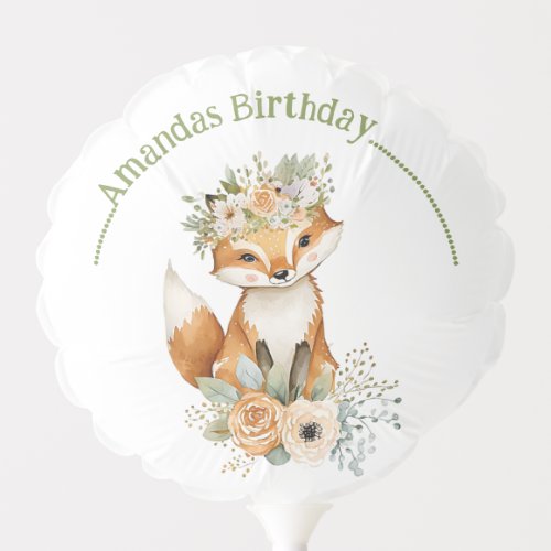 Cute autumn floral Fox Balloon