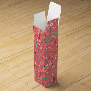 Cute Autumn Flowers Illustration Floral Pattern Wine Box