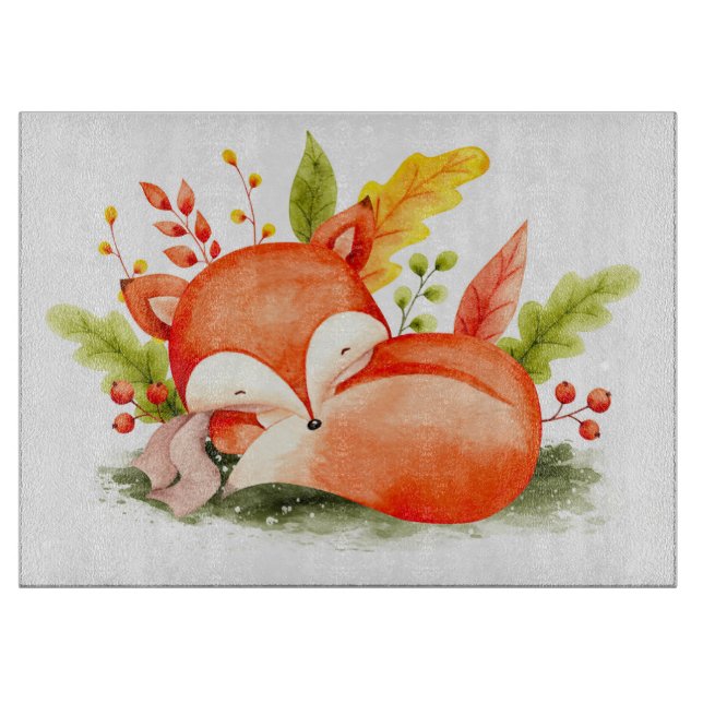 Cute Autumn Fox Cutting Board (Front)