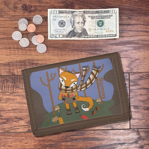 Cute Autumn Fox Kid Brown Wallet