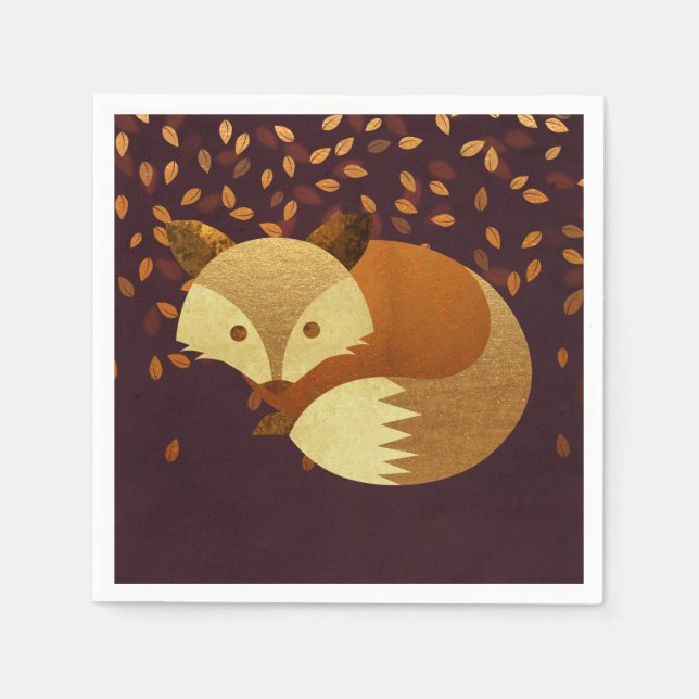 Cute Autumn Fox Paper Napkins (Front)