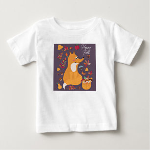Cute autumn fox with custom text  baby T-Shirt