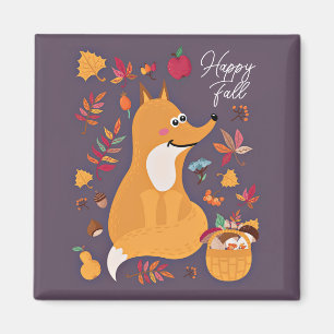 Cute autumn fox with custom text magnet