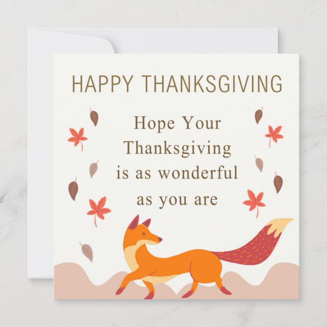 Cute Autumn Fox with Falling Leaves in Fall Colors (Front)