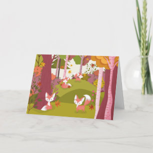 Cute Autumn Foxes Holiday Card