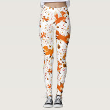 Cute Autumn Foxes Pattern All-Over Print Leggings