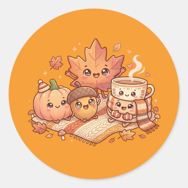 Cute Autumn Friends Sticker Sheet (Front)