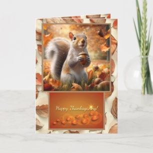Cute Autumn Funny Squirrel Thanksgiving Card