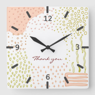 cute autumn geometric fufuristic abstract graphic square wall clock