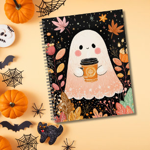 Cute Autumn Ghost with Pumpkin Coffee – Cozy Fall Planner
