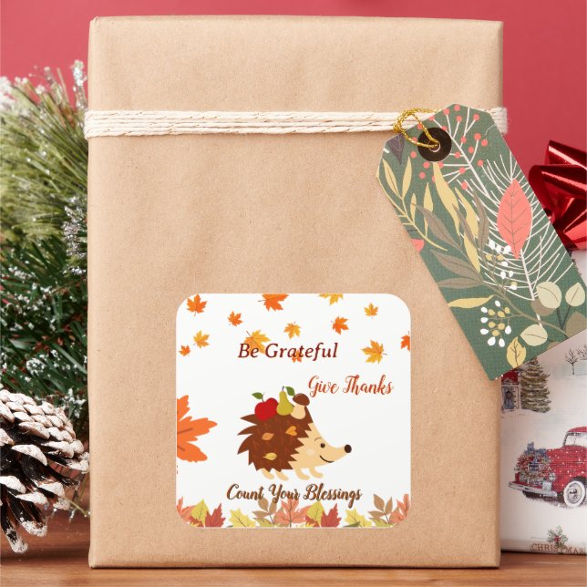 Cute Autumn Hedgehog Fall Harvest Sticker (Holiday)