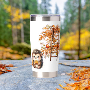 Cute Autumn Hedgehog with Harvest Ladder Illustrat Insulated Tumbler
