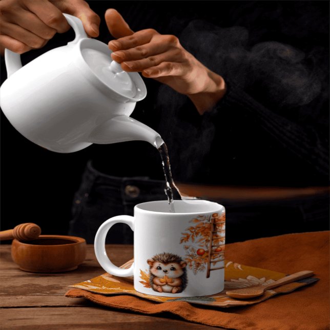 Cute Autumn Hedgehog with Harvest Ladder Illustrat Mug (Creator Uploaded)