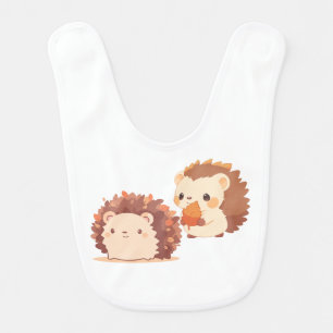 Cute Autumn Hedgehogs – Kawaii Fall Forest Animals Baby Bib
