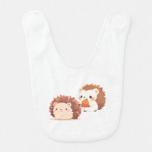 Cute Autumn Hedgehogs – Kawaii Fall Forest Animals Baby Bib