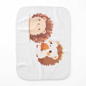 Cute Autumn Hedgehogs – Kawaii Fall Forest Animals Baby Burp Cloth