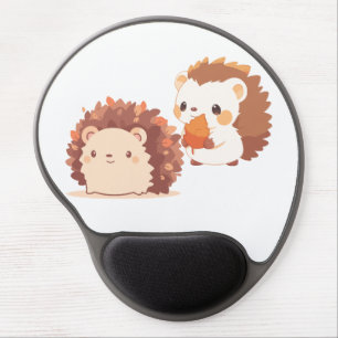 Cute Autumn Hedgehogs – Kawaii Fall Forest Animals Gel Mouse Pad