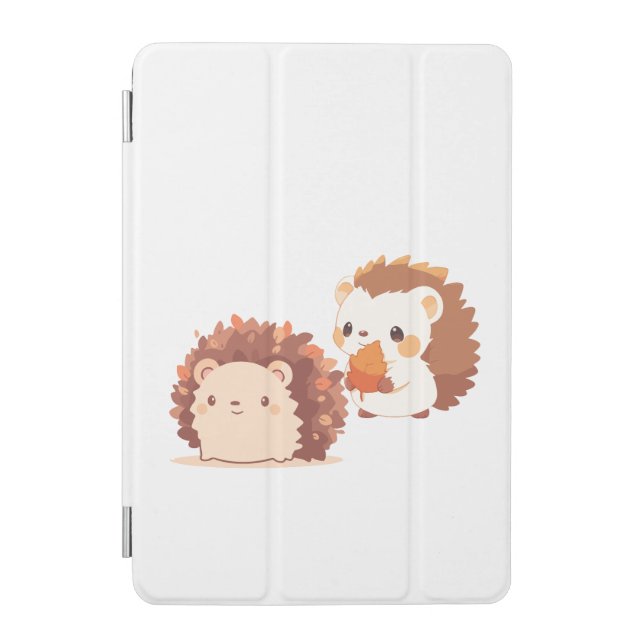 Cute Autumn Hedgehogs – Kawaii Fall Forest Animals iPad Mini Cover (Front)