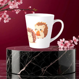 Cute Autumn Hedgehogs – Kawaii Fall Forest Animals Latte Mug