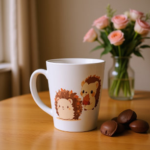 Cute Autumn Hedgehogs – Kawaii Fall Forest Animals Latte Mug