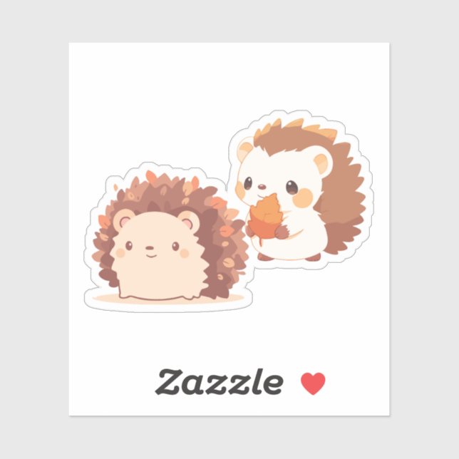 Cute Autumn Hedgehogs – Kawaii Fall Forest Animals Sticker (Sheet)