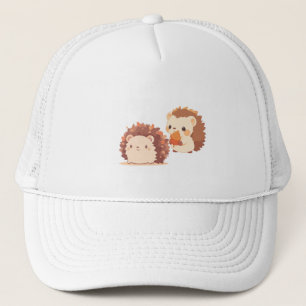 Cute Autumn Hedgehogs – Kawaii Fall Forest Animals Trucker Hat
