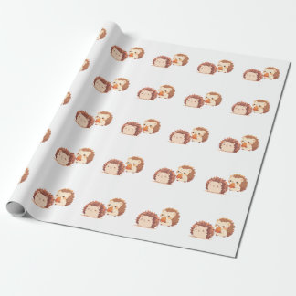 Cute Autumn Hedgehogs – Kawaii Fall Forest Animals Wrapping Paper