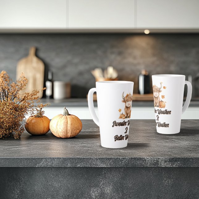 Cute Autumn Highland Cow Latte Mug (Creator Uploaded)