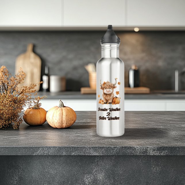 Cute Autumn Highland Cow Stainless Steel Water Bottle (Creator Uploaded)