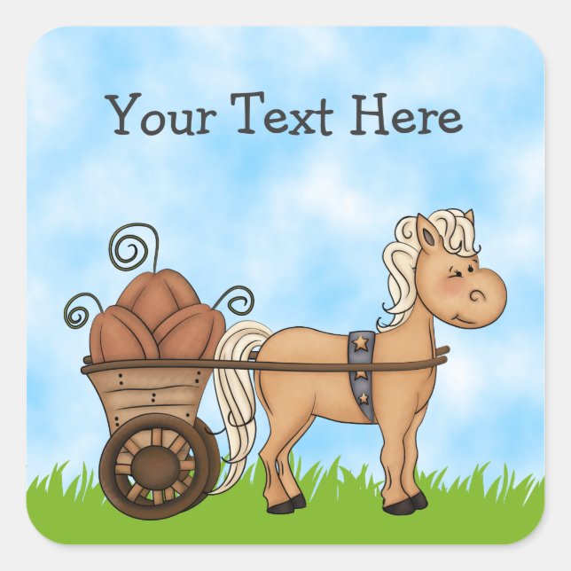 Cute Autumn Horse Personalized Sticker (Front)