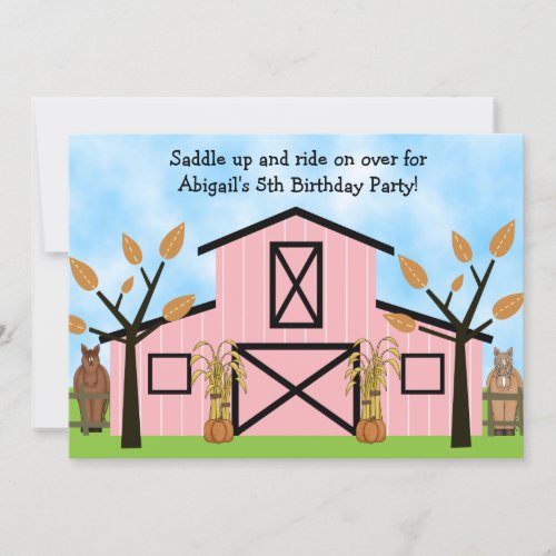 Autumn Horse Birthday Invitation