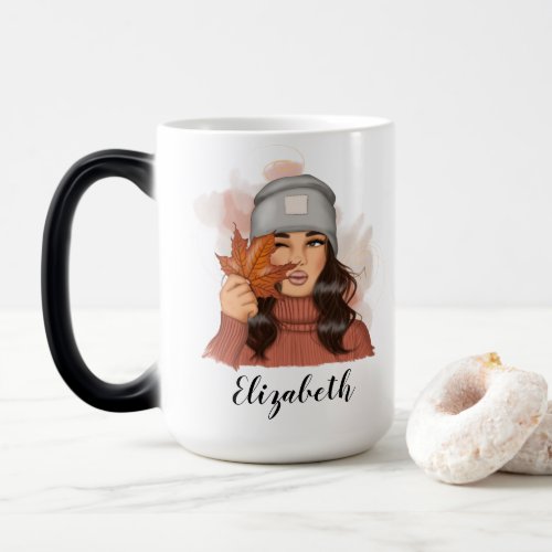 Cute Autumn Just a Girl Who Loves Fall Name Script Magic Mug