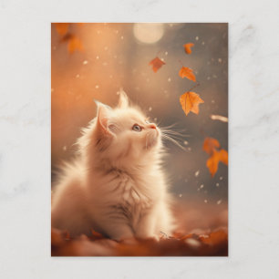 Cute Autumn Kitten Postcard