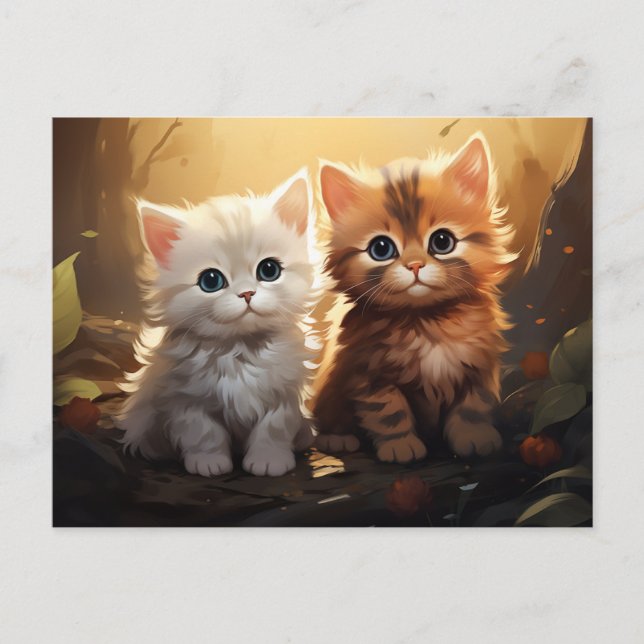 Cute Autumn Kittens  Postcard (Front)